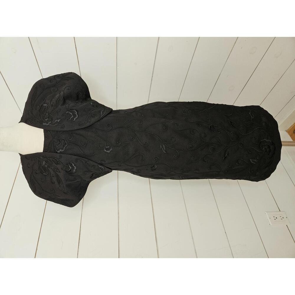 Vintage Marie St. Claire Size 12 black embroidered floral dress and jacket
